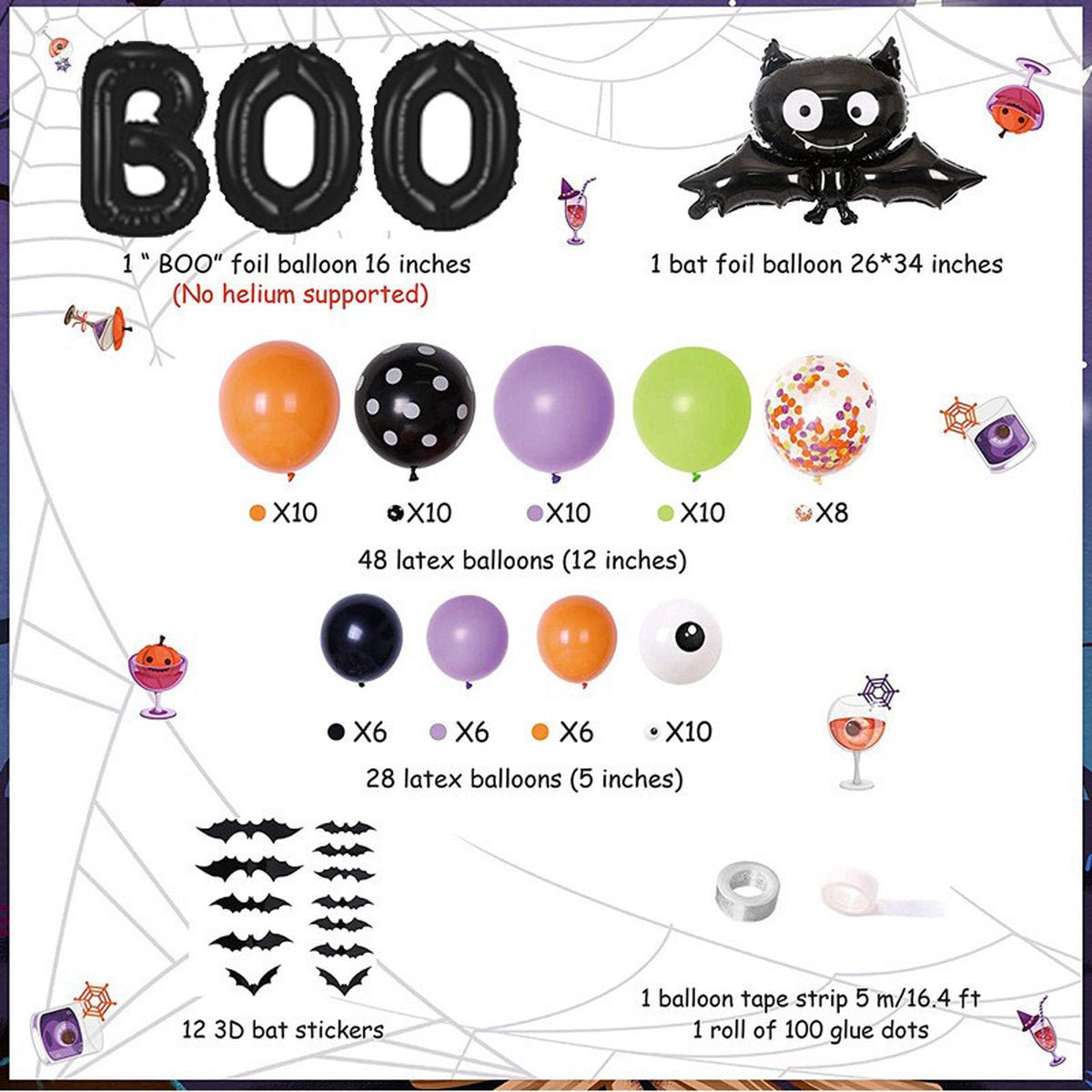 LED Halloween Party Balloon Set 93 PIECES