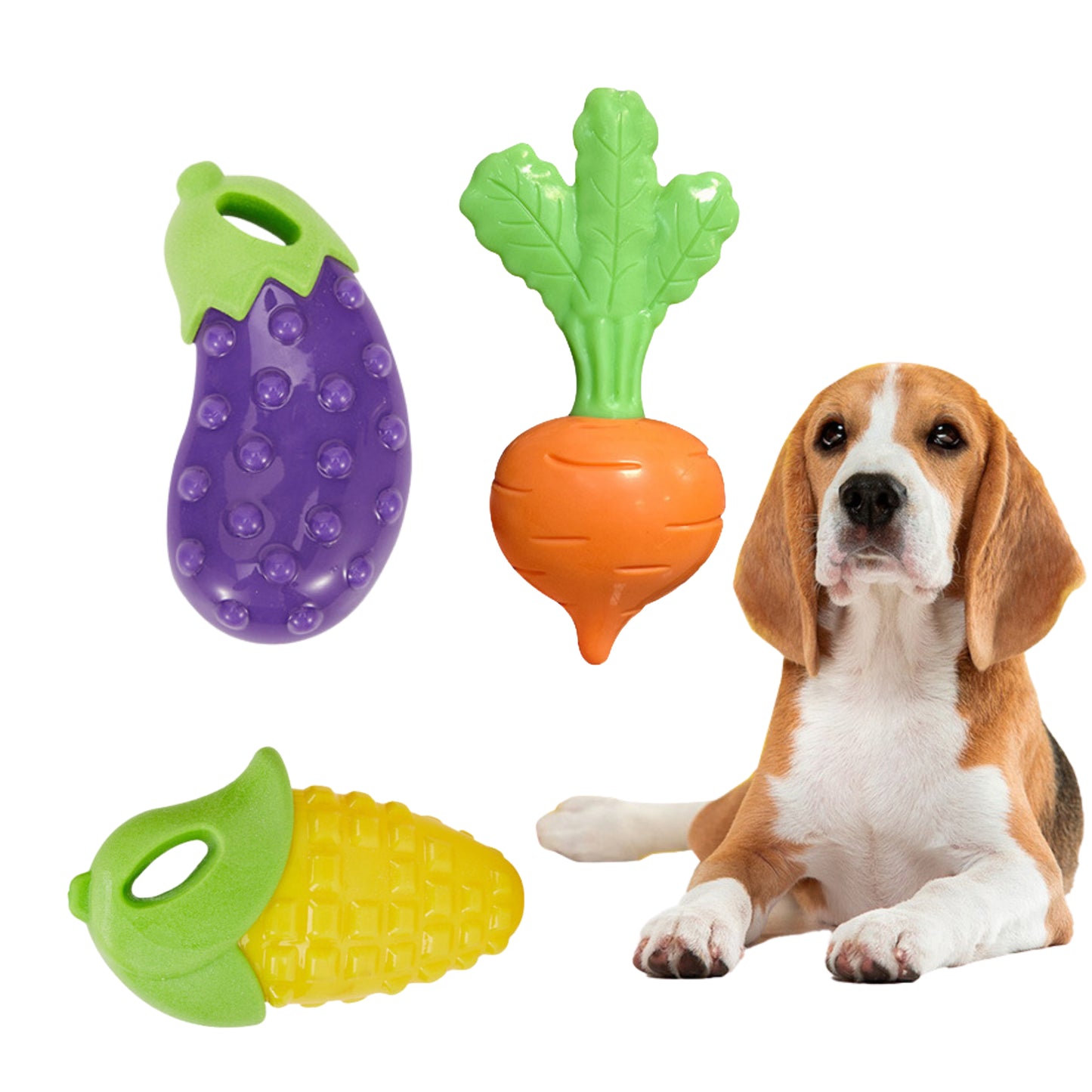 3Pcs Dog Squeaky Toy Veggies Design