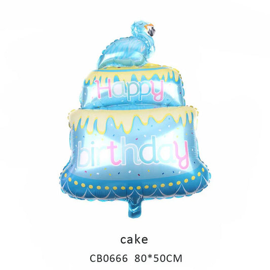 Happy Birthday Flamingo Cake Foil Balloon MOQ 50pcs