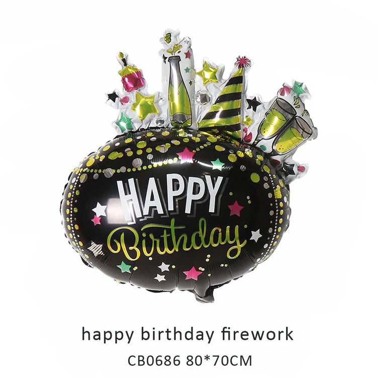 Happy Birthday Firework Foil Balloon MOQ 50pcs