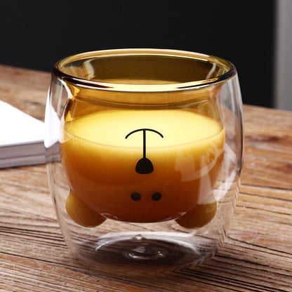 6-Piece Cute Bear Double Wall Glass Set