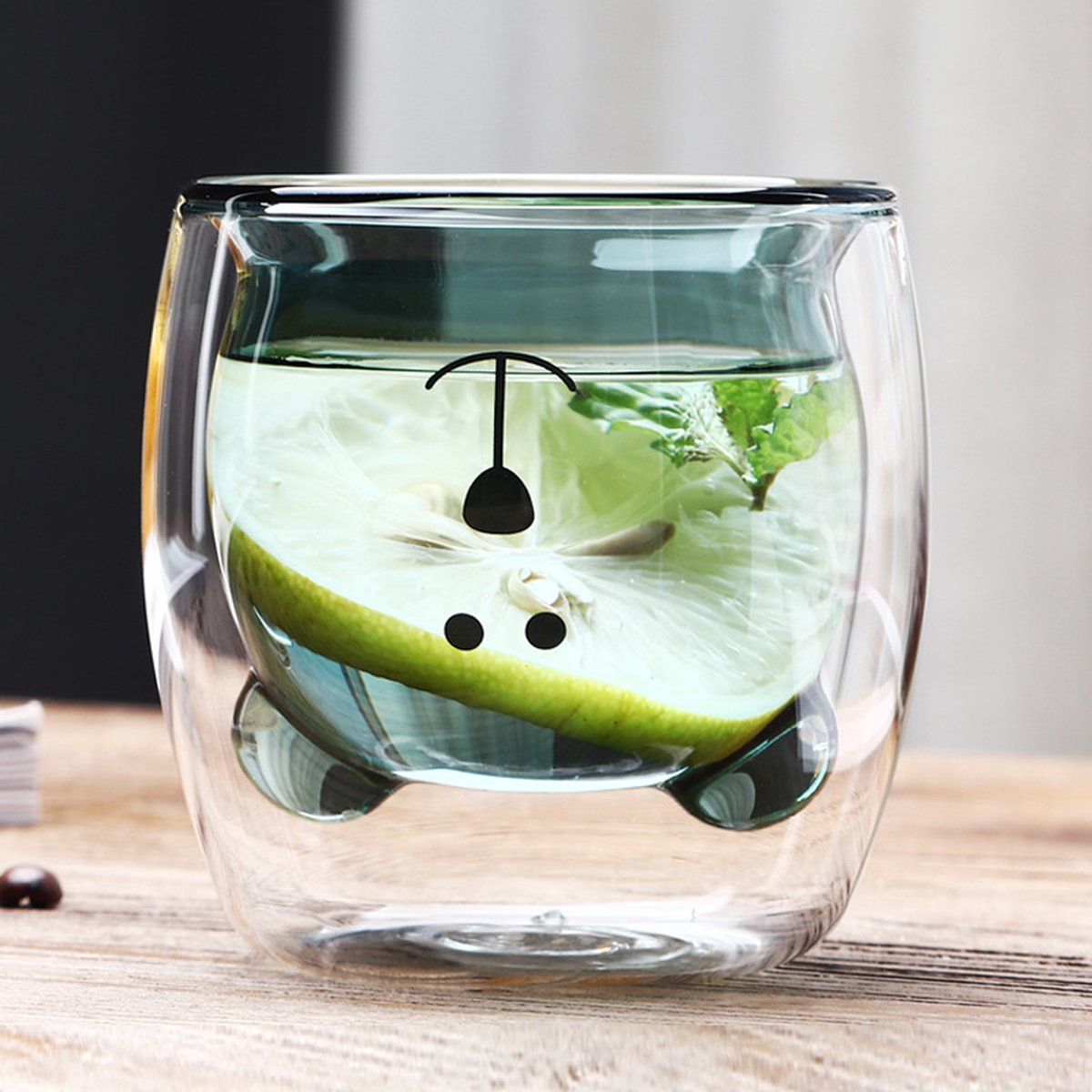 6-Piece Cute Bear Double Wall Glass Set