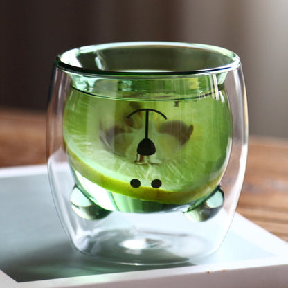 6-Piece Cute Bear Double Wall Glass Set