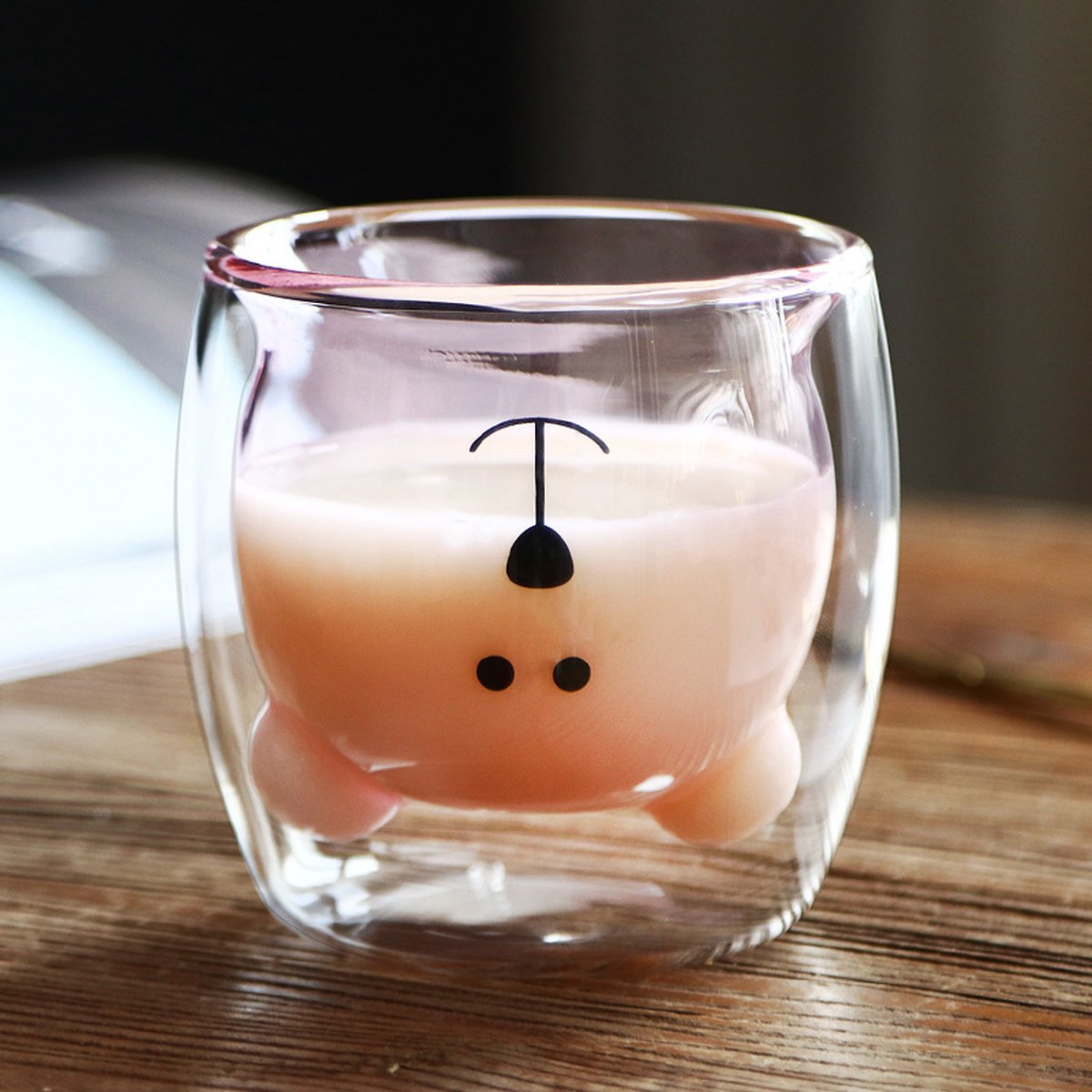 6-Piece Cute Bear Double Wall Glass Set