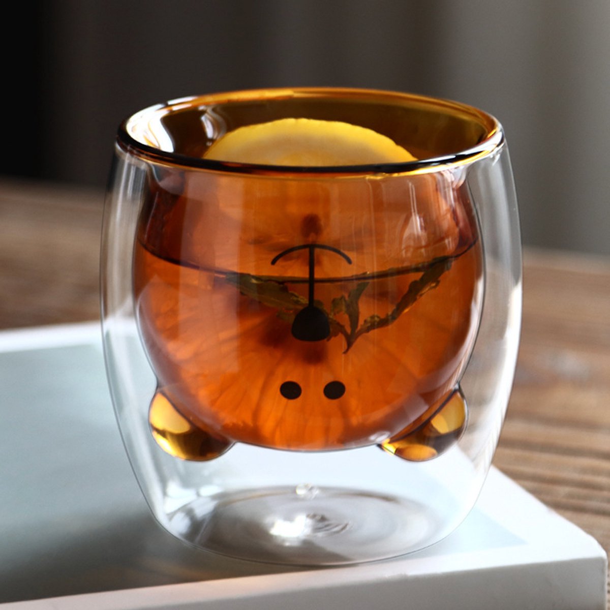 6-Piece Cute Bear Double Wall Glass Set