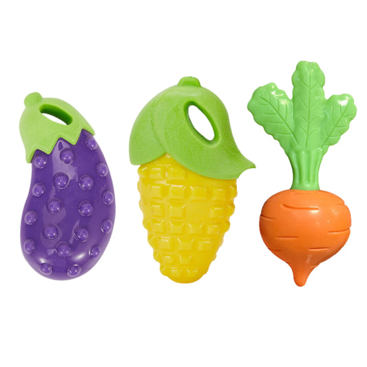 3Pcs Dog Squeaky Toy Veggies Design