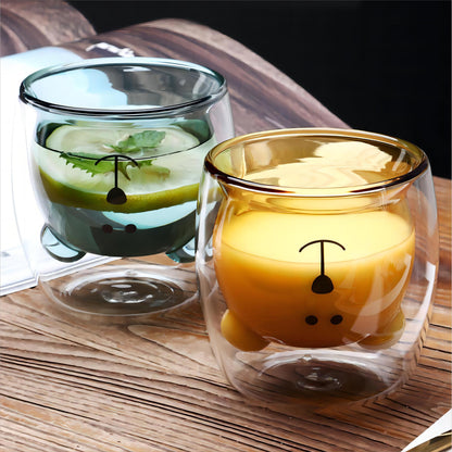 6-Piece Cute Bear Double Wall Glass Set