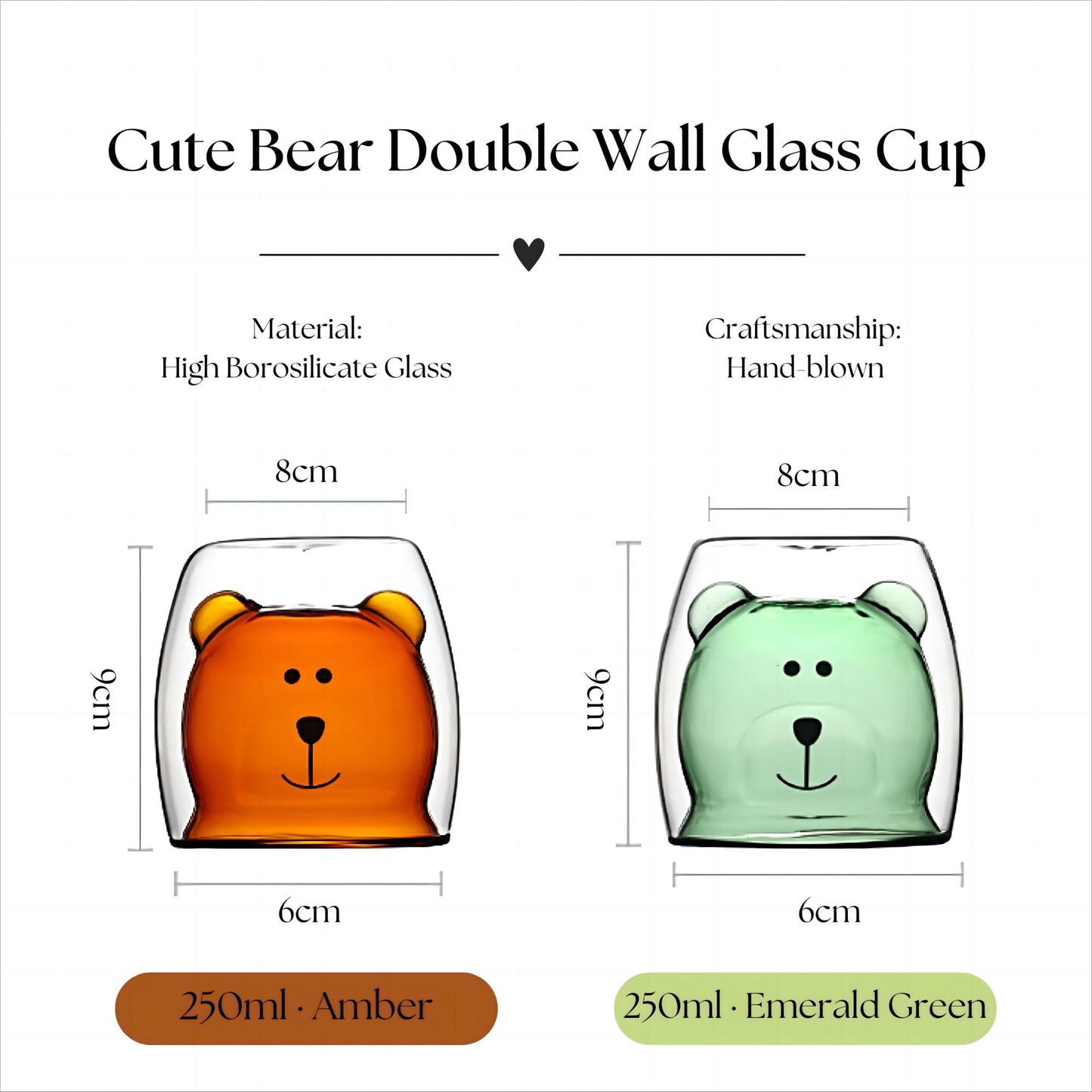 6-Piece Cute Bear Double Wall Glass Set