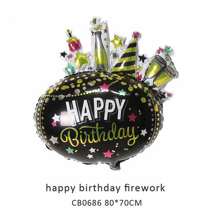 Happy Birthday Firework Foil Balloon MOQ 50pcs